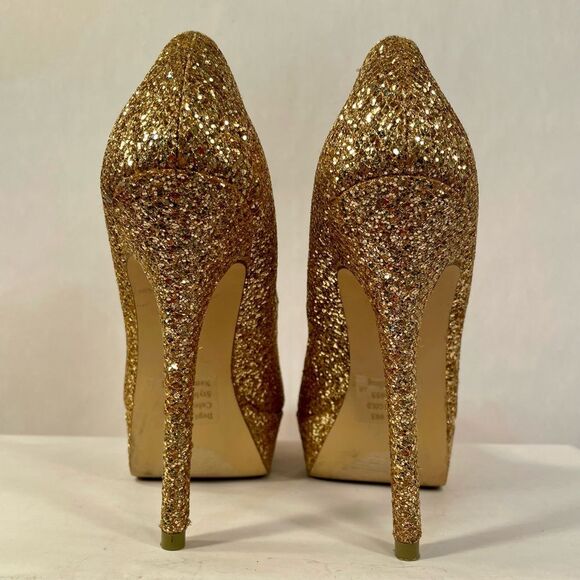 Gold Glitter Platform High Heels Size 7 EUC - Picture 5 of 6